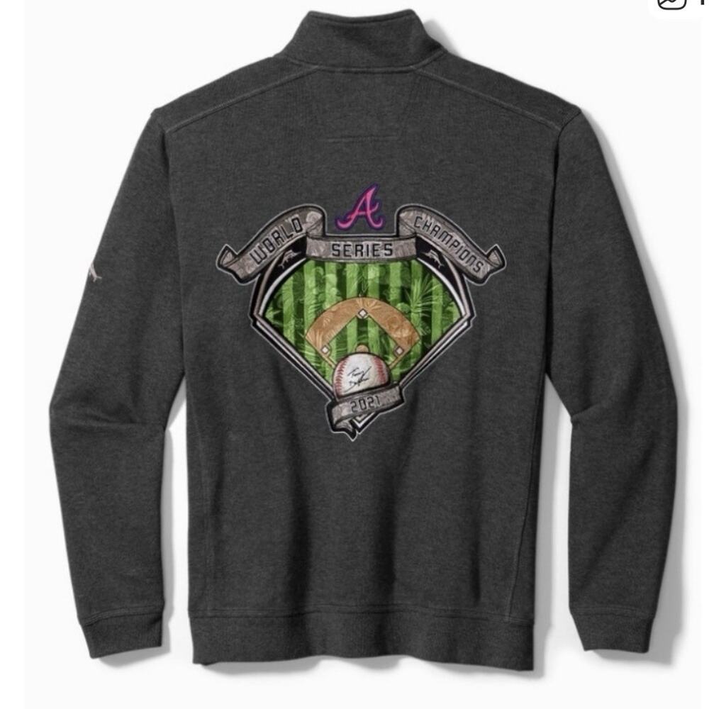 NWT Tommy Bahama 2021 World Series Atlanta Braves Embroidered Sweatshirt size M